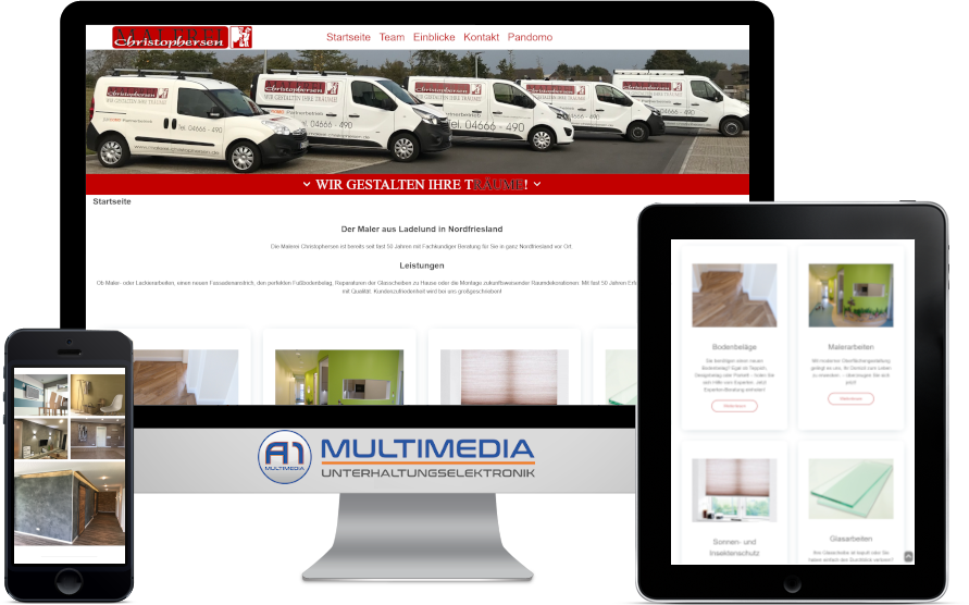 Die responsive Webseite der Malerei Christophersen aus Ladelund in Nordfriesland wurde von NF-Server.de entwickelt.